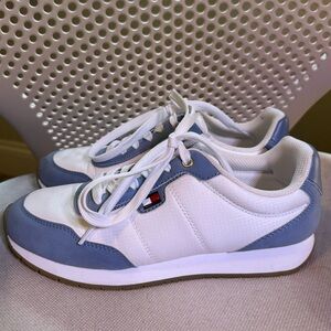 Tommy Hilfiger Women’s White and Light Blue Sneakers, Size 7